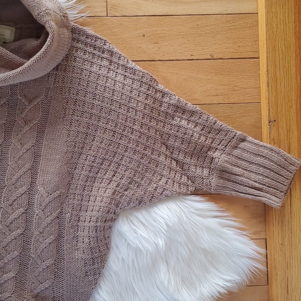 Ruby Moon Cowl Neck Cable Knit Dolman Sweater Xs - image 4